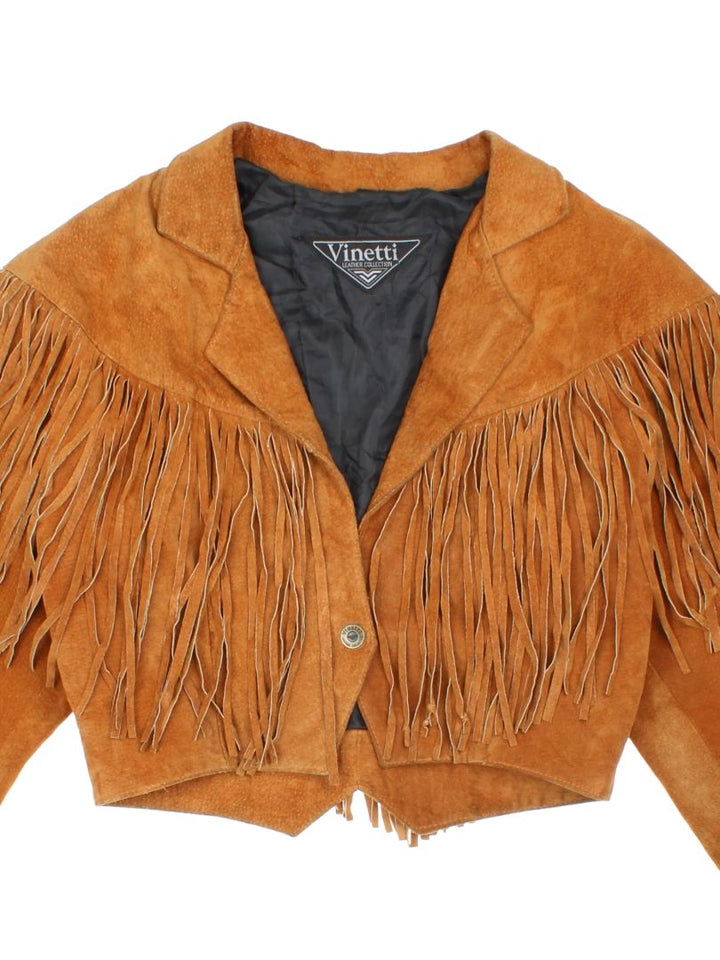 Vintage Cropped Western Fringed Jacket (Size S)