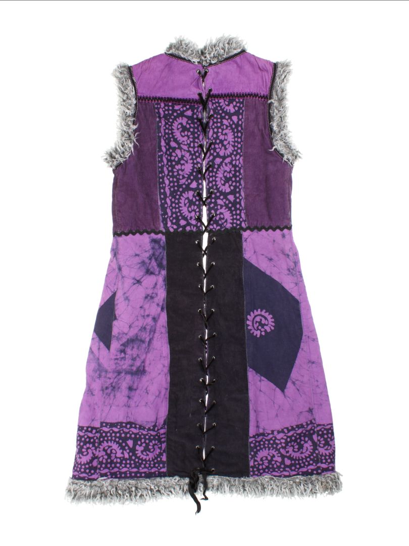 Y2K Boho Patchwork Sleeveless Waistcoat (Size S)