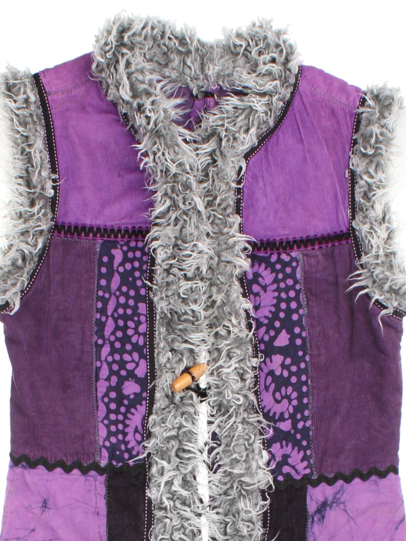 Y2K Boho Patchwork Sleeveless Waistcoat (Size S)