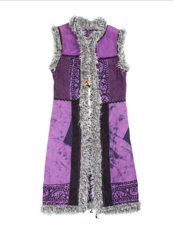 Y2K Boho Patchwork Sleeveless Waistcoat (Size S)
