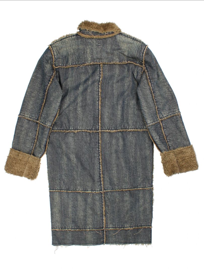 Y2K Teddy Smith Denim Shearling Coat (Size M)