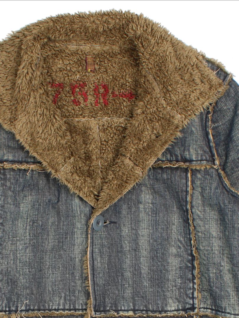 Y2K Teddy Smith Denim Shearling Coat (Size M)