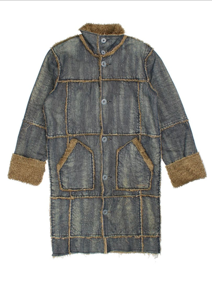 Y2K Teddy Smith Denim Shearling Coat (Size M)