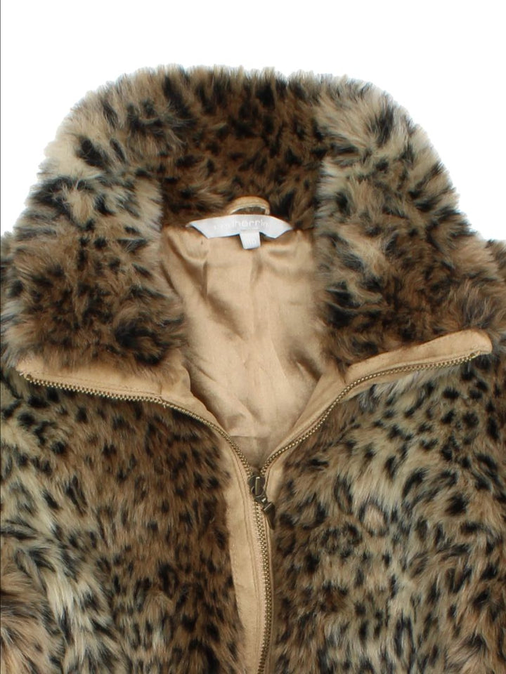 Y2K Leopard Faux Fur Bench Jacket (Size S)