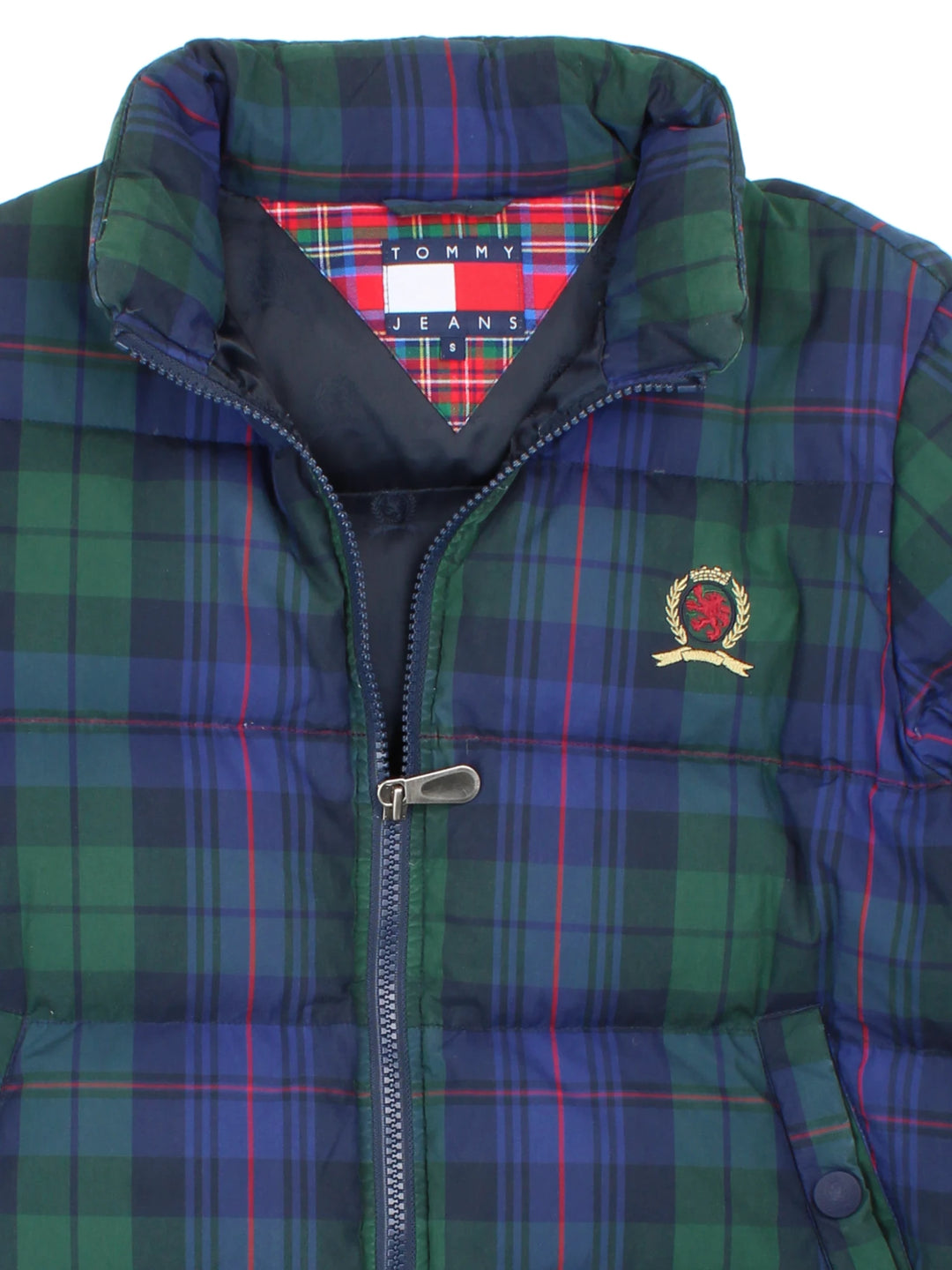 Tommy Hilfiger Tartan Plaid Puffer Coat (S)