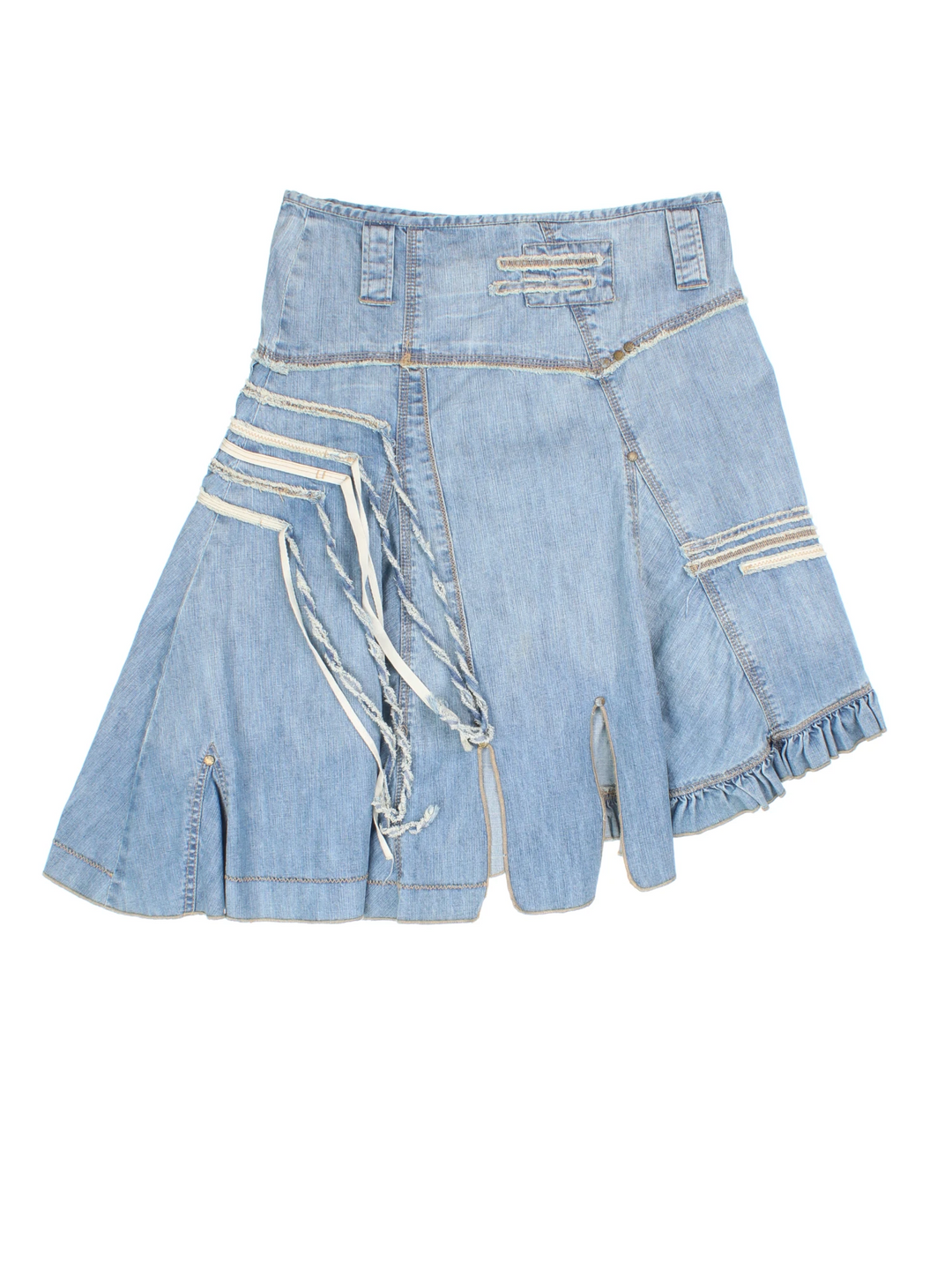 Y2K Asymmetrical Denim Mini Skirt (Size L)