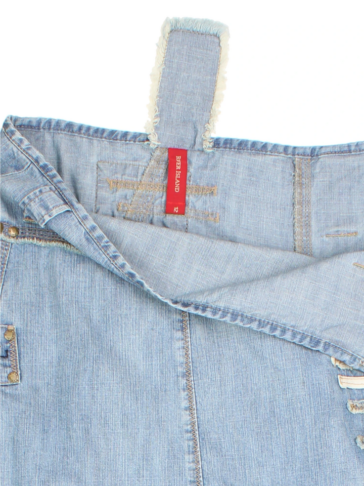 Y2K Asymmetrical Denim Mini Skirt (Size L)