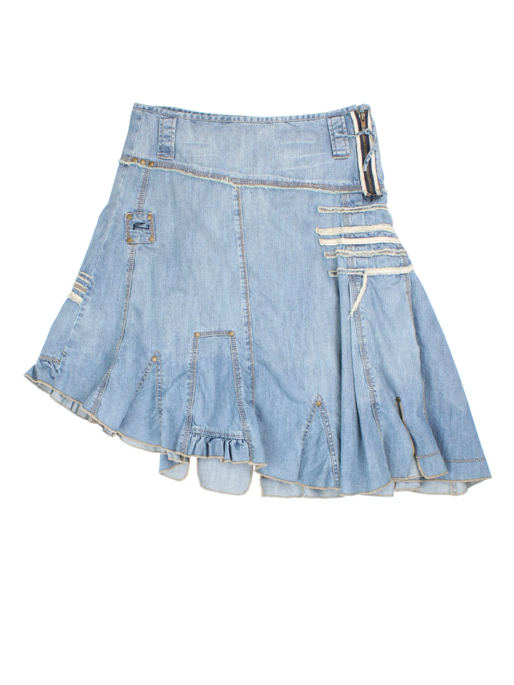 Y2K Asymmetrical Denim Mini Skirt (Size L)