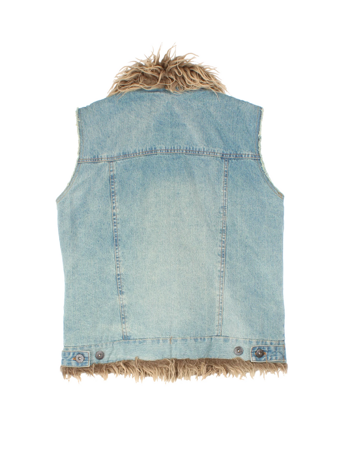 Y2K Shearling Denim Gilet (Size XS)