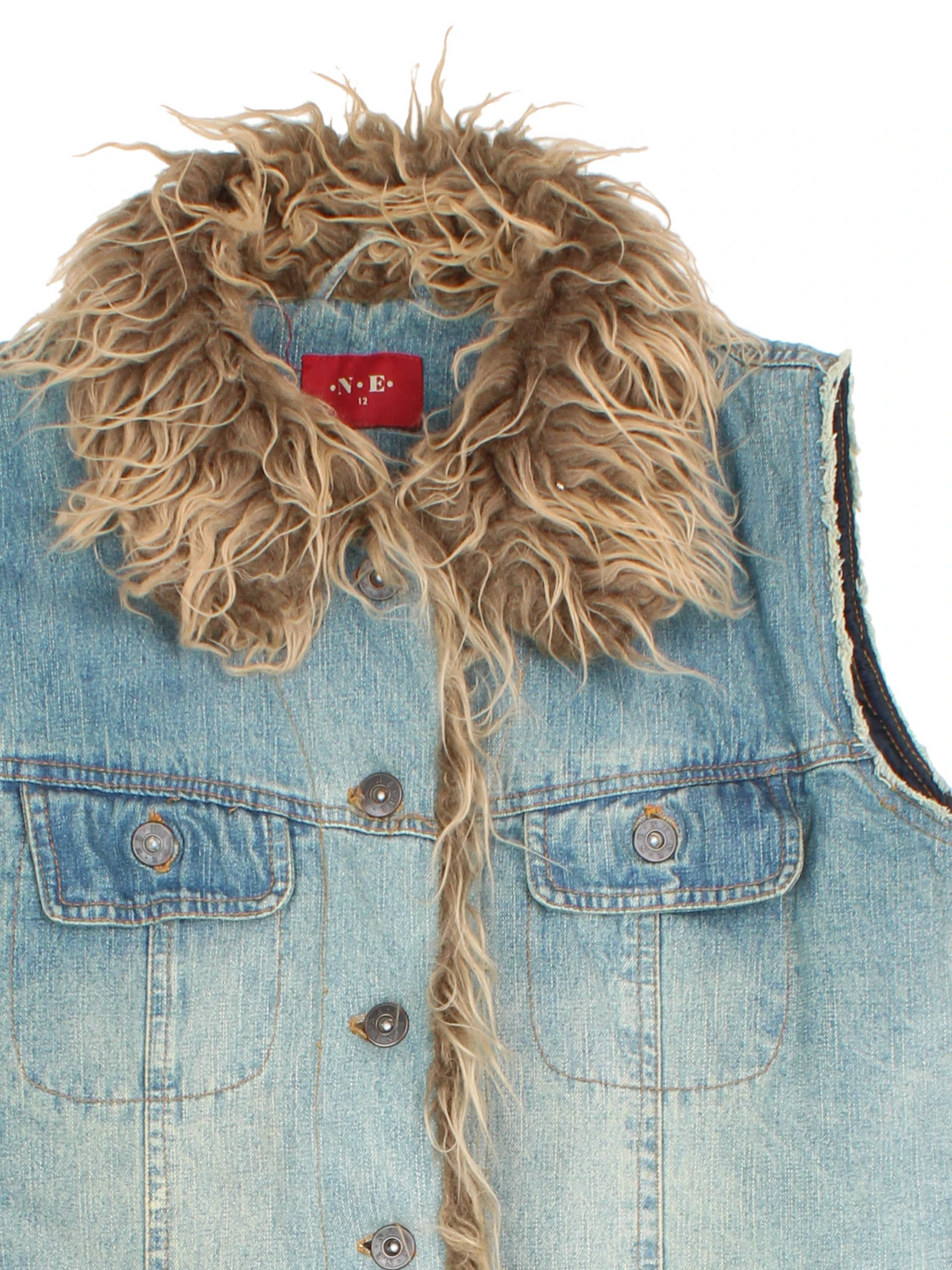 Y2K Shearling Denim Gilet (Size XS)