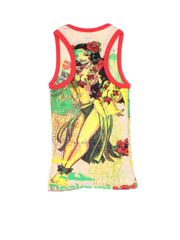 Y2K Desigual Hawaiian Tank Top (Size XXS)