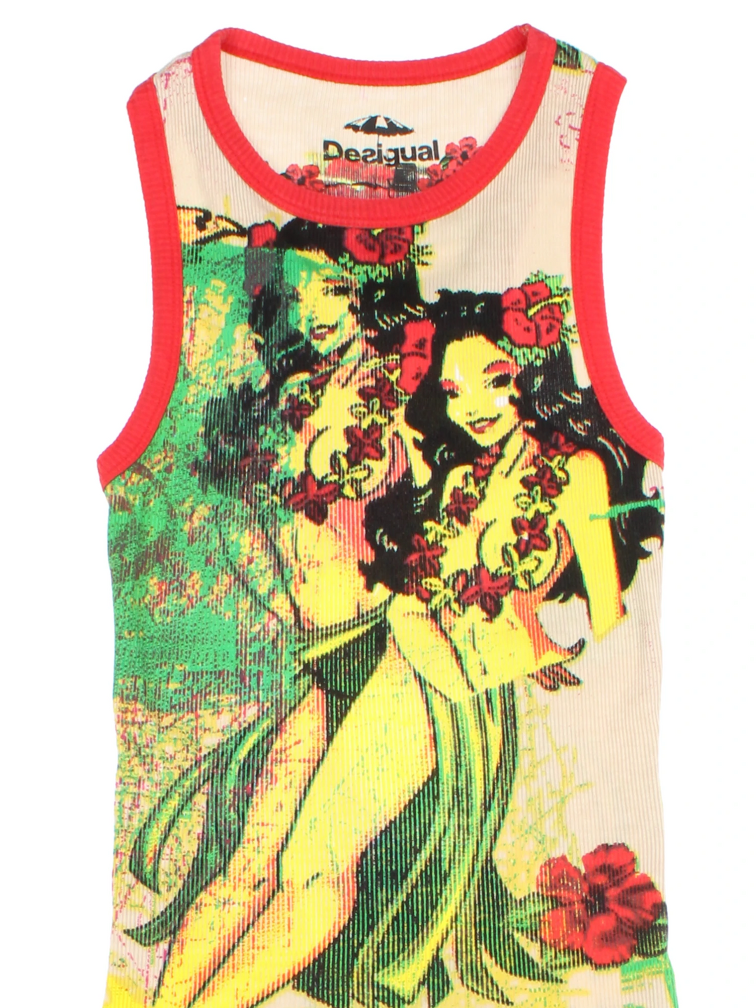 Y2K Desigual Hawaiian Tank Top (Size XXS)