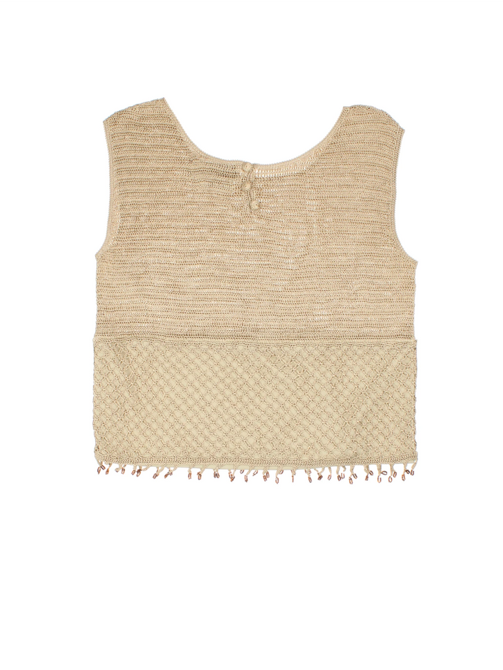 Y2K Hand Knitted Beaded Top (Size XS)