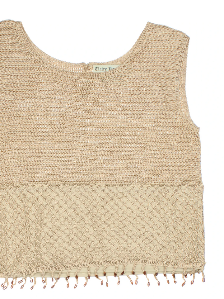 Y2K Hand Knitted Beaded Top (Size XS)