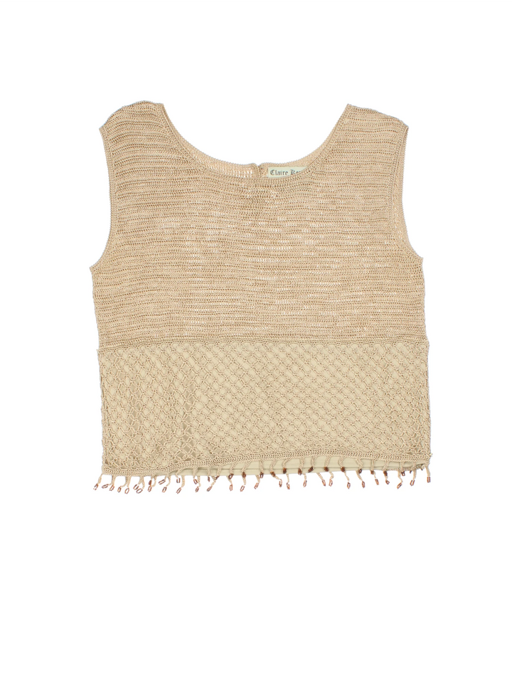 Y2K Hand Knitted Beaded Top (Size XS)