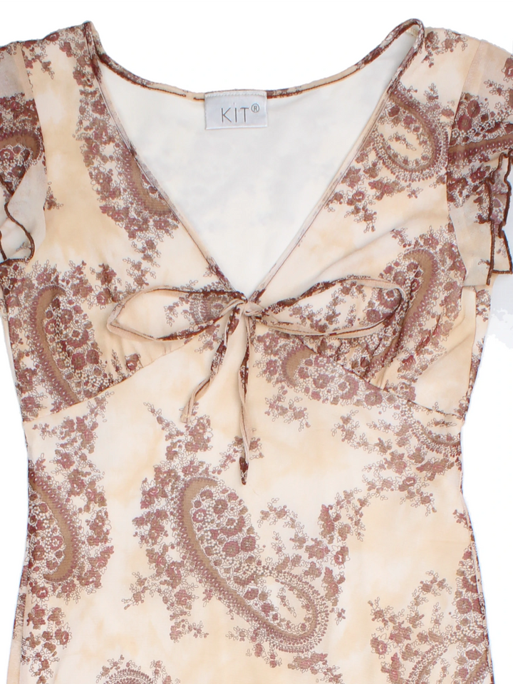 Y2K Paisley Midi Dress (Size XXS)