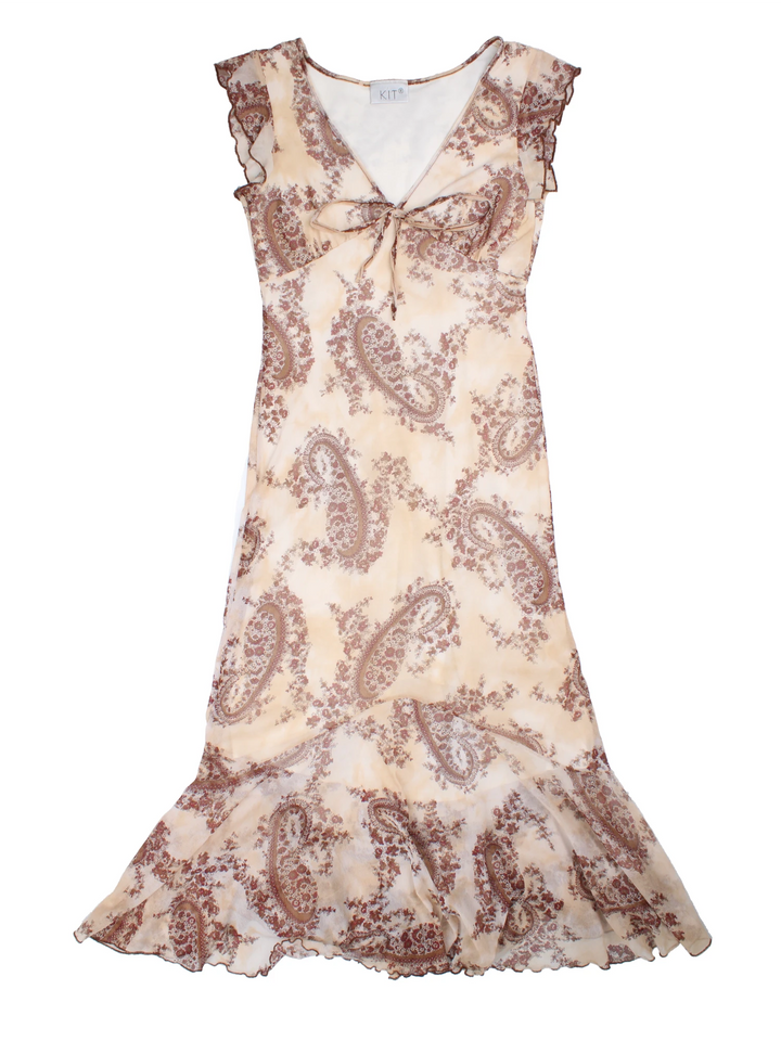 Y2K Paisley Midi Dress (Size XXS)