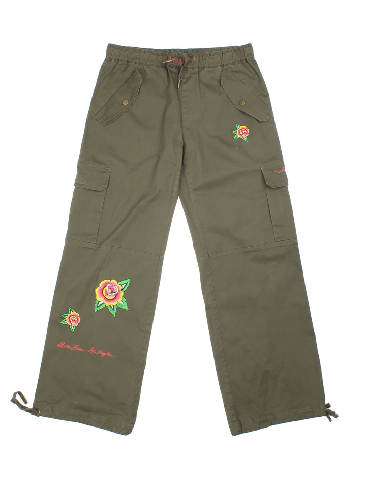 Y2K Ed Hardy Cargo Trousers (Size S)