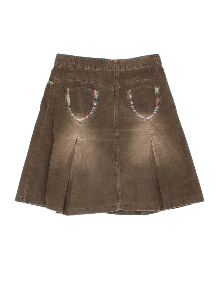 Y2K Pleated Cord Midi Skirt (Size L)