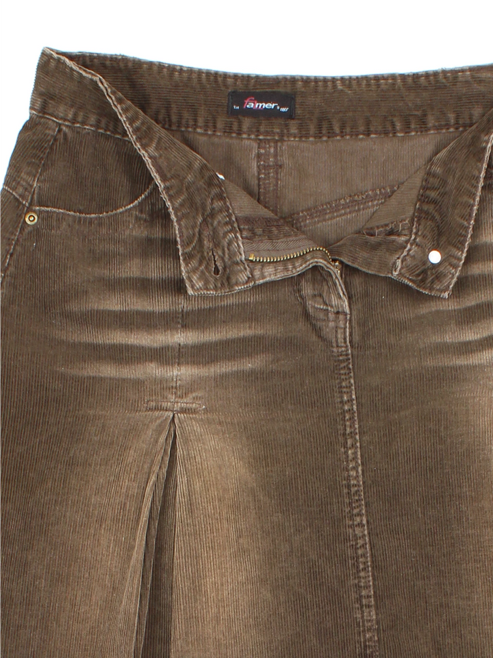 Y2K Pleated Cord Midi Skirt (Size L)