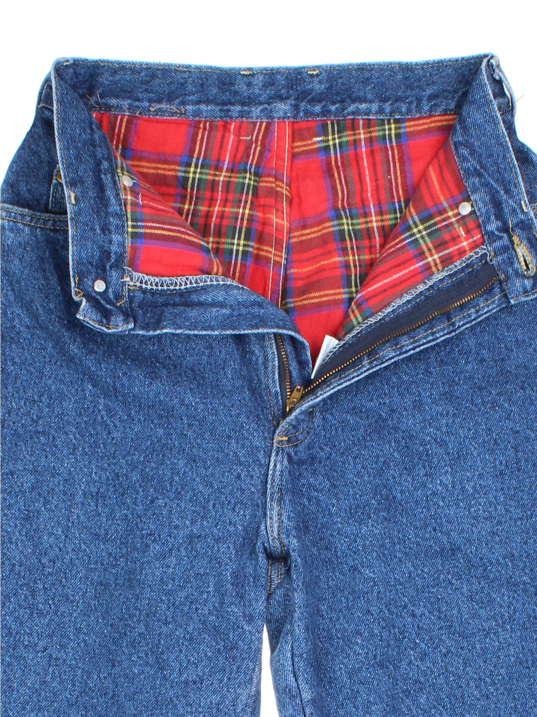 L.L Bean Checked Lined High Waisted Jeans (Size L)