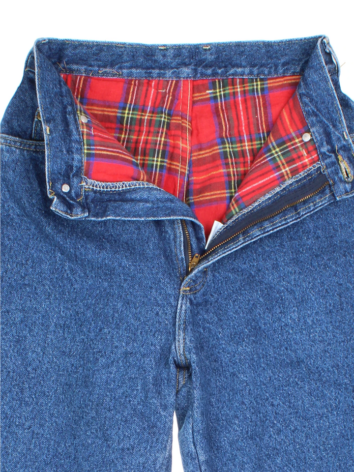 L.L Bean Checked Lined High Waisted Jeans (Size L)