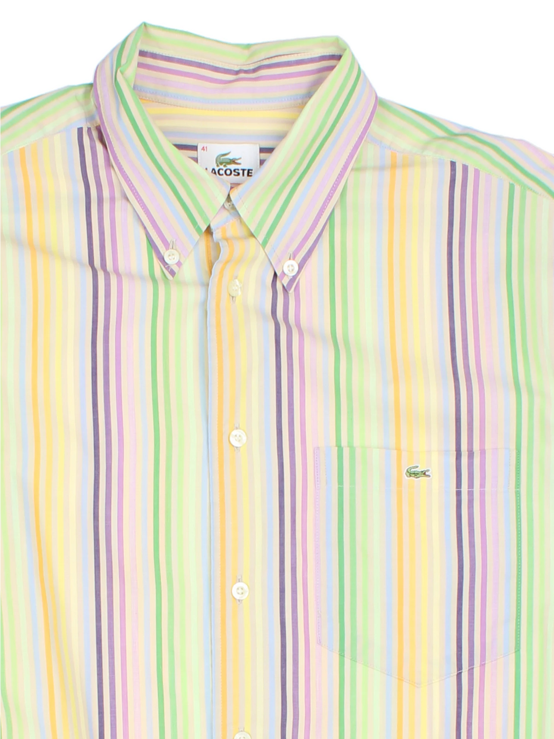 Lacoste Striped Short Sleeve Shirt (Size L)
