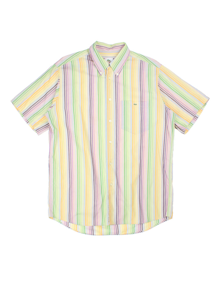 Lacoste Striped Short Sleeve Shirt (Size L)
