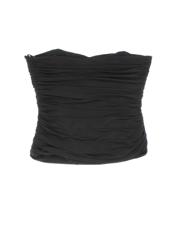 Y2K Strapless Ruched Bandeau Top (Size L)