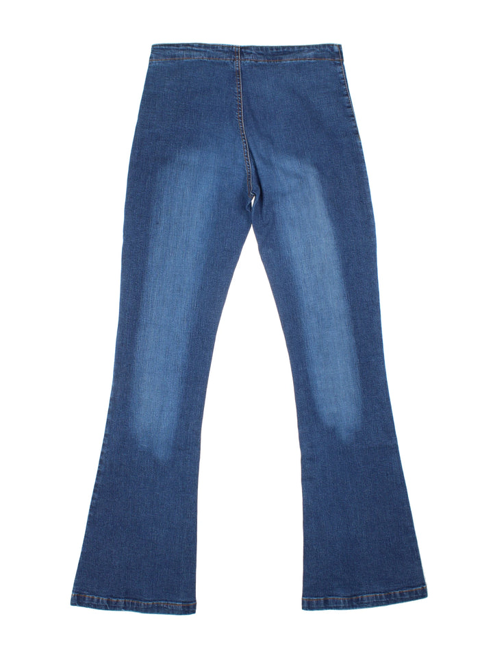 Y2K Lace Up Flared Jeans (Size L)