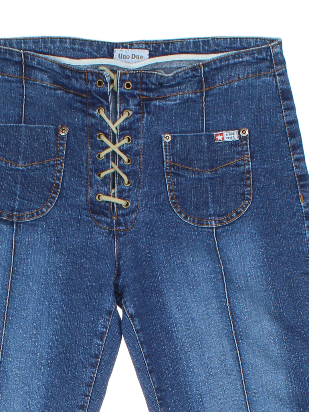 Y2K Lace Up Flared Jeans (Size L)