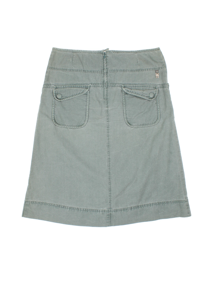 Y2K Fenchurch Green Cotton A-Line Skirt (Size XL)