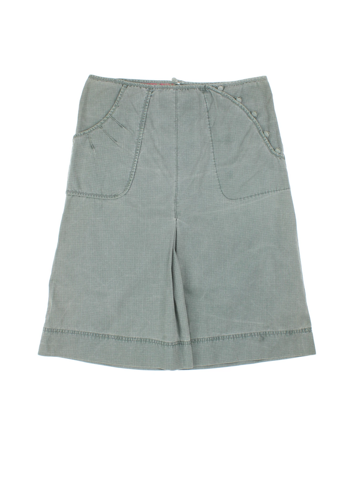 Y2K Fenchurch Green Cotton A-Line Skirt (Size XL)