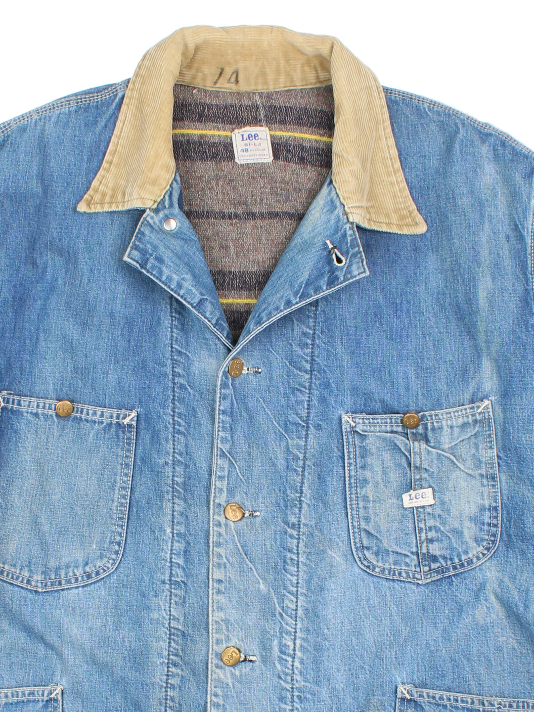 60s Lee Blanket Lined Denim Chore Coat (Size XXL)
