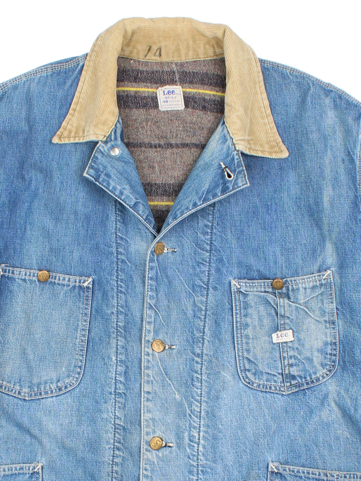 60s Lee Blanket Lined Denim Chore Coat (Size XXL)