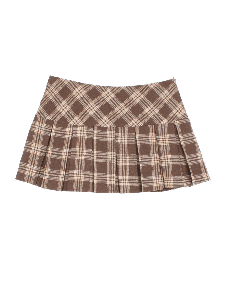 Y2K Pleated Checked Mini Skirt (Size XXL)