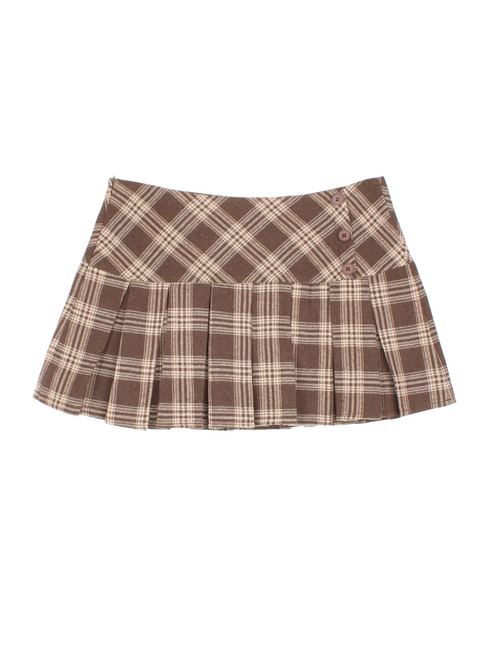 Y2K Pleated Checked Mini Skirt (Size XXL)