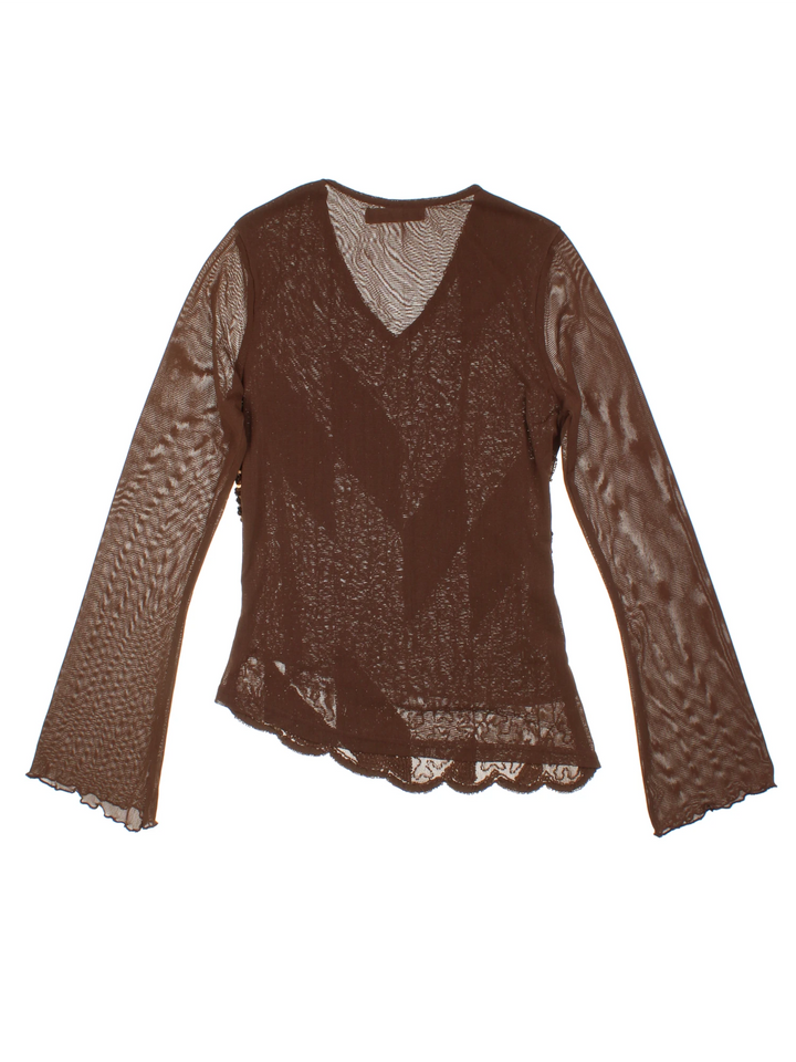 Y2K Embellished Mesh Top (Size XS)