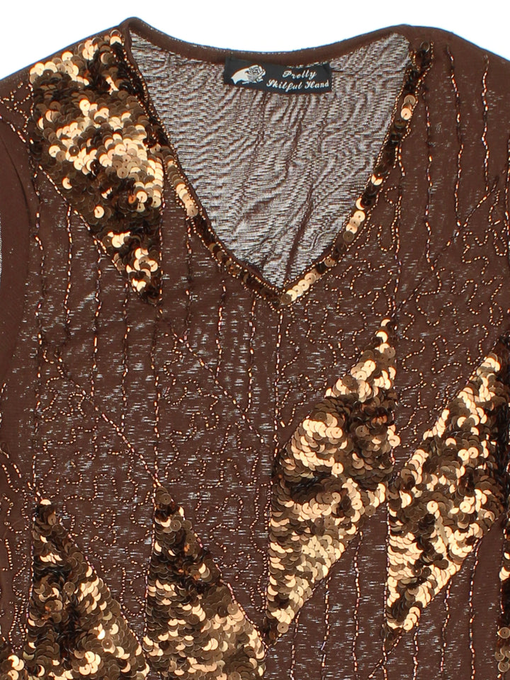 Y2K Embellished Mesh Top (Size XS)