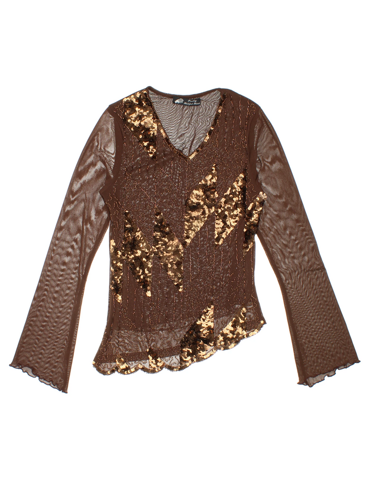 Y2K Embellished Mesh Top (Size XS)