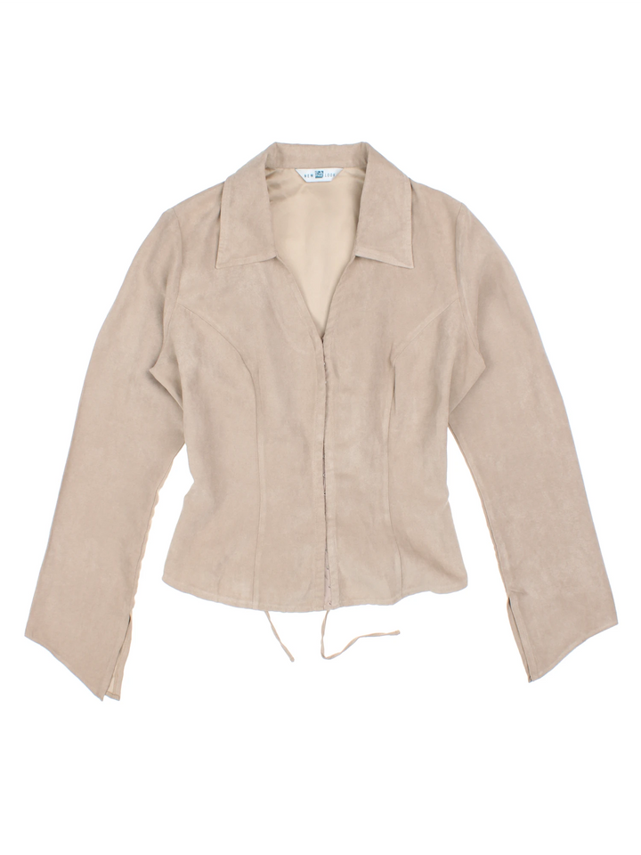 Y2K New Look Faux Suede Shirt (Size M)