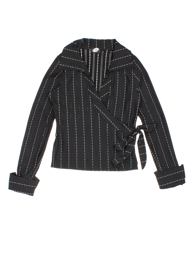 Y2K Pinstripe Shirt (Size XS) - VintageFolk