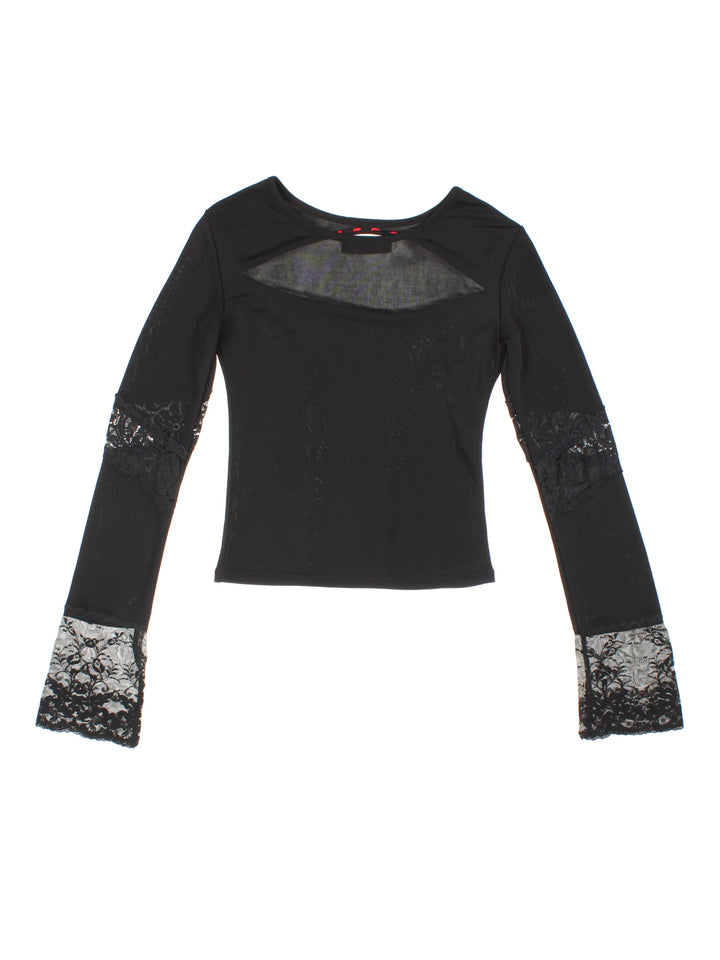 Y2K Lace Insert Top (Size XXS)