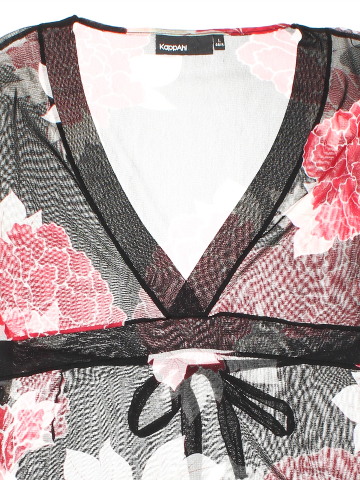 Y2K Floral Mesh Wrap Top (Size M)