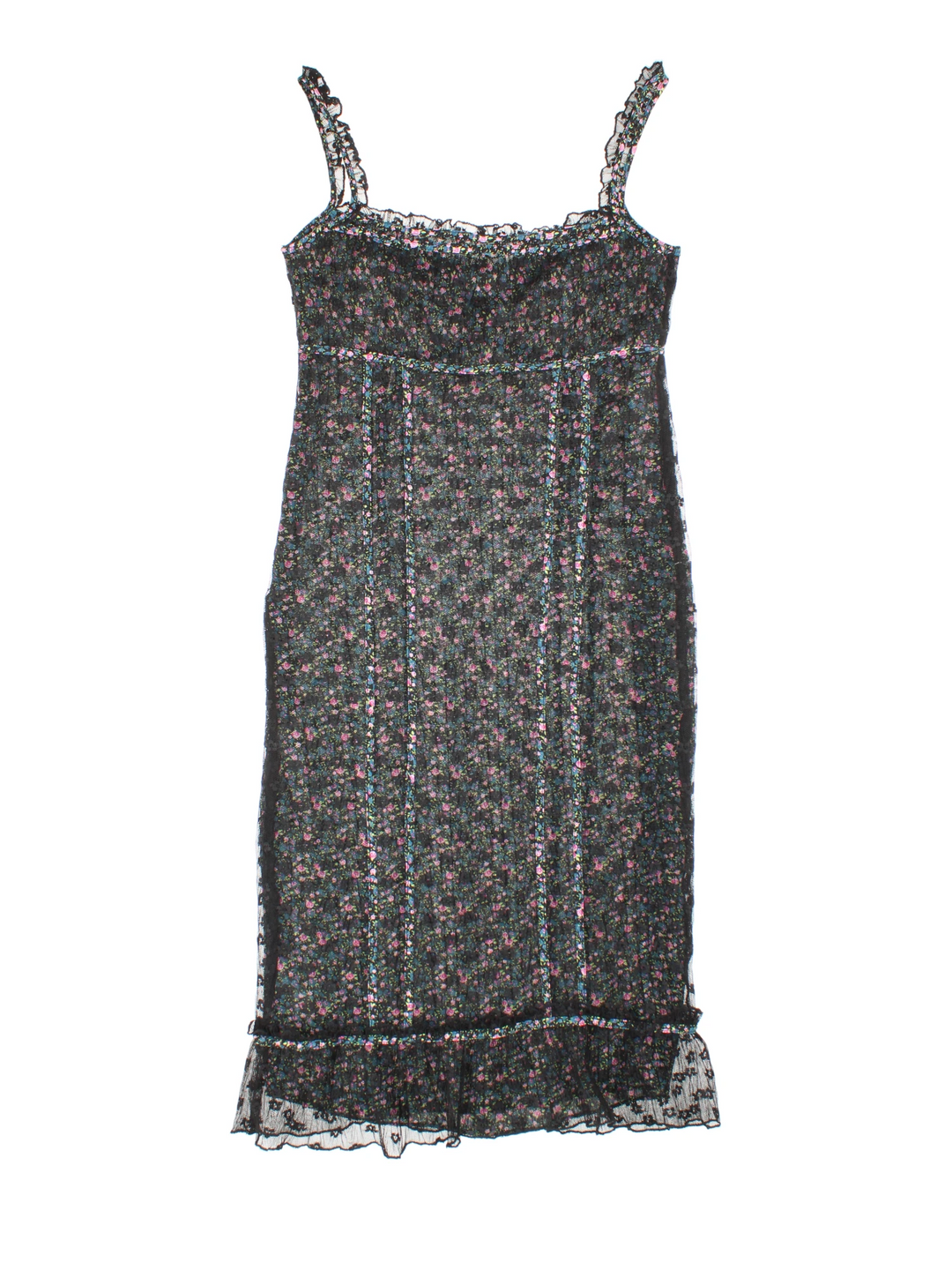 Y2K Sheer Floral Midi Dress (Size M)