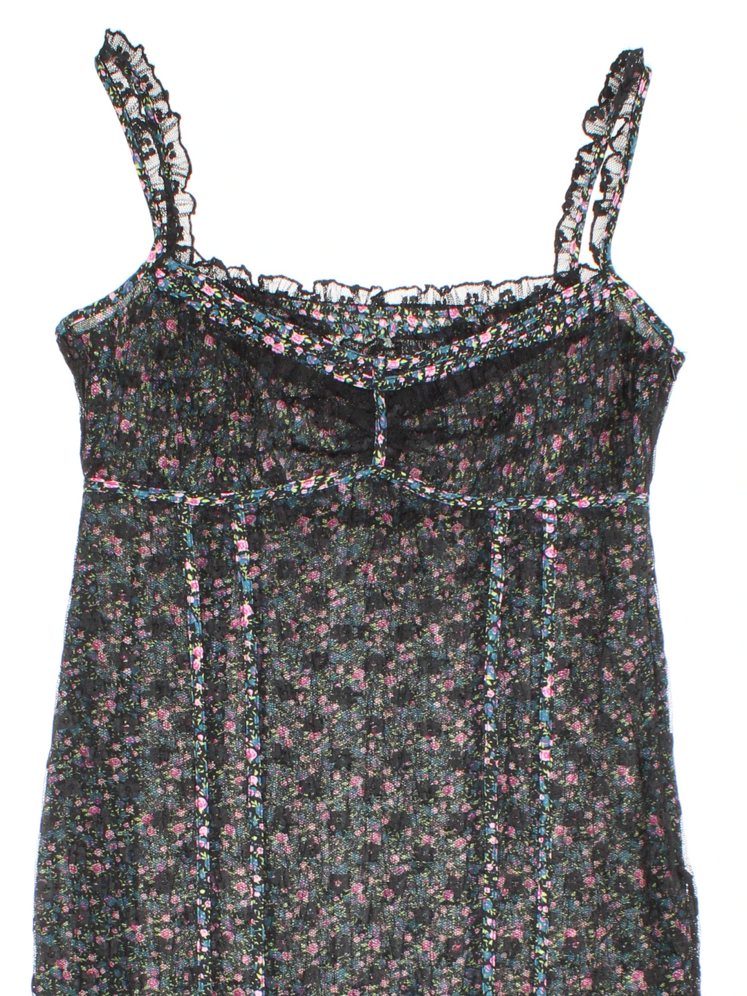 Y2K Sheer Floral Midi Dress (Size M)