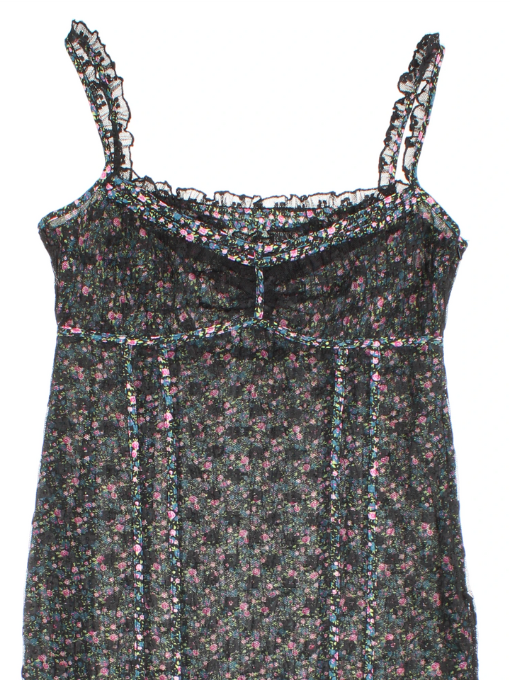 Y2K Sheer Floral Midi Dress (Size M)