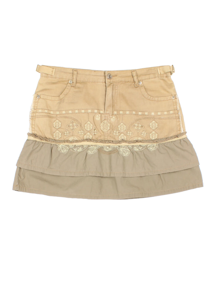Y2K Embroidered Mini Skirt (Size XL)