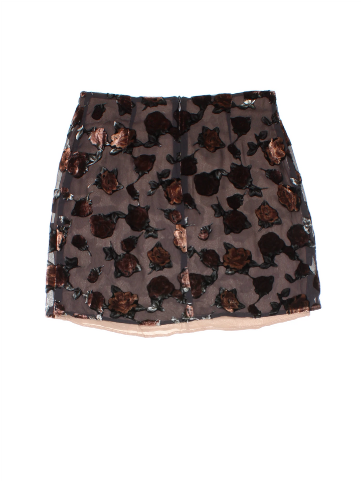 90's Sheer Floral Mini Skirt (Size M)