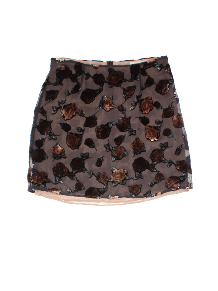 90's Sheer Floral Mini Skirt (Size M)